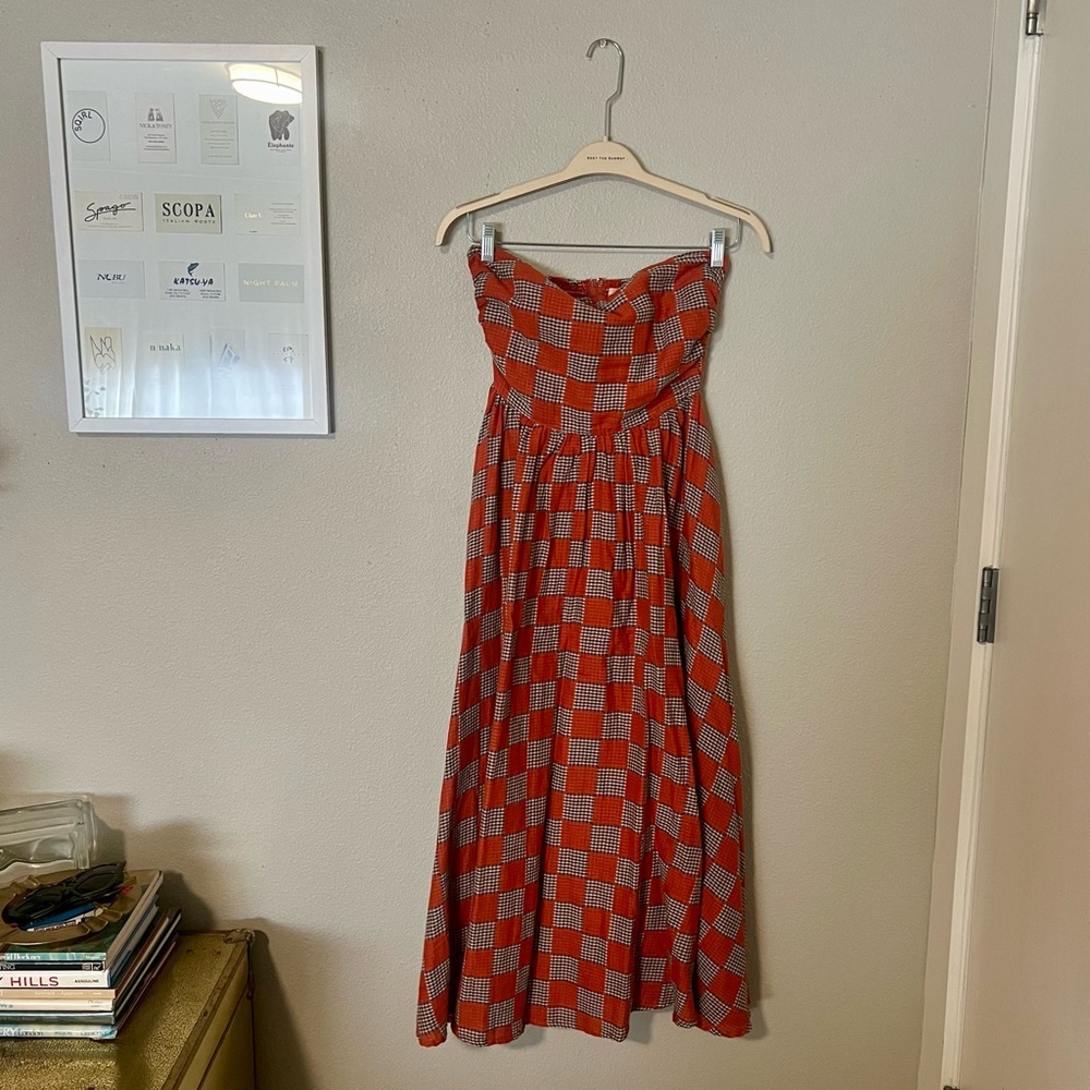 Fashion Brand Company checkers chess strapless dress